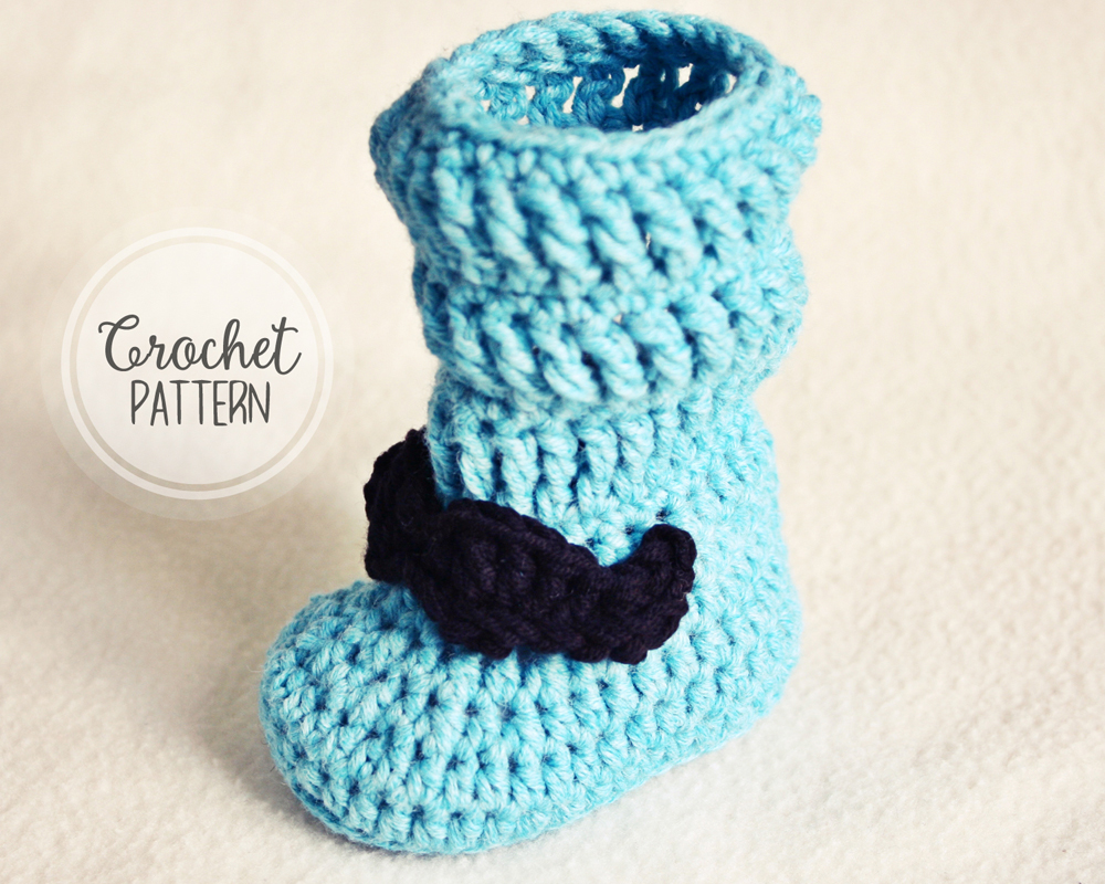 Moustache Baby Slippers Crochet Pattern